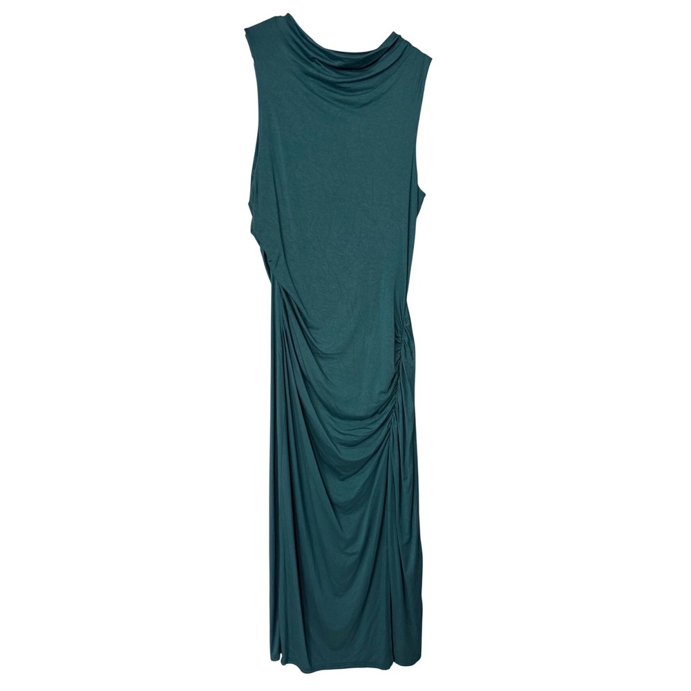 Anthropologie Teal Ruched Draped Sleeveless Modal Maxi Dress Large‎